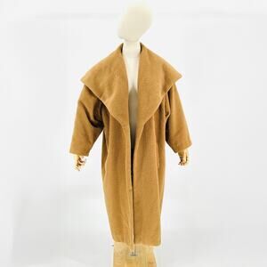 Vintage 1950s Royal Alpaca Camel Oversized Shawl Collar Coat